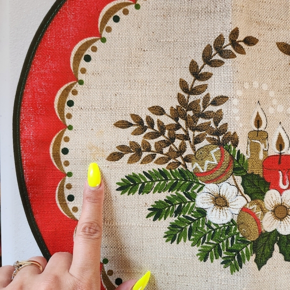 Vintage Scandinavian Christmas Round Placemats Set Of 4 Traditional Jute Rustic - Picture 5 of 5